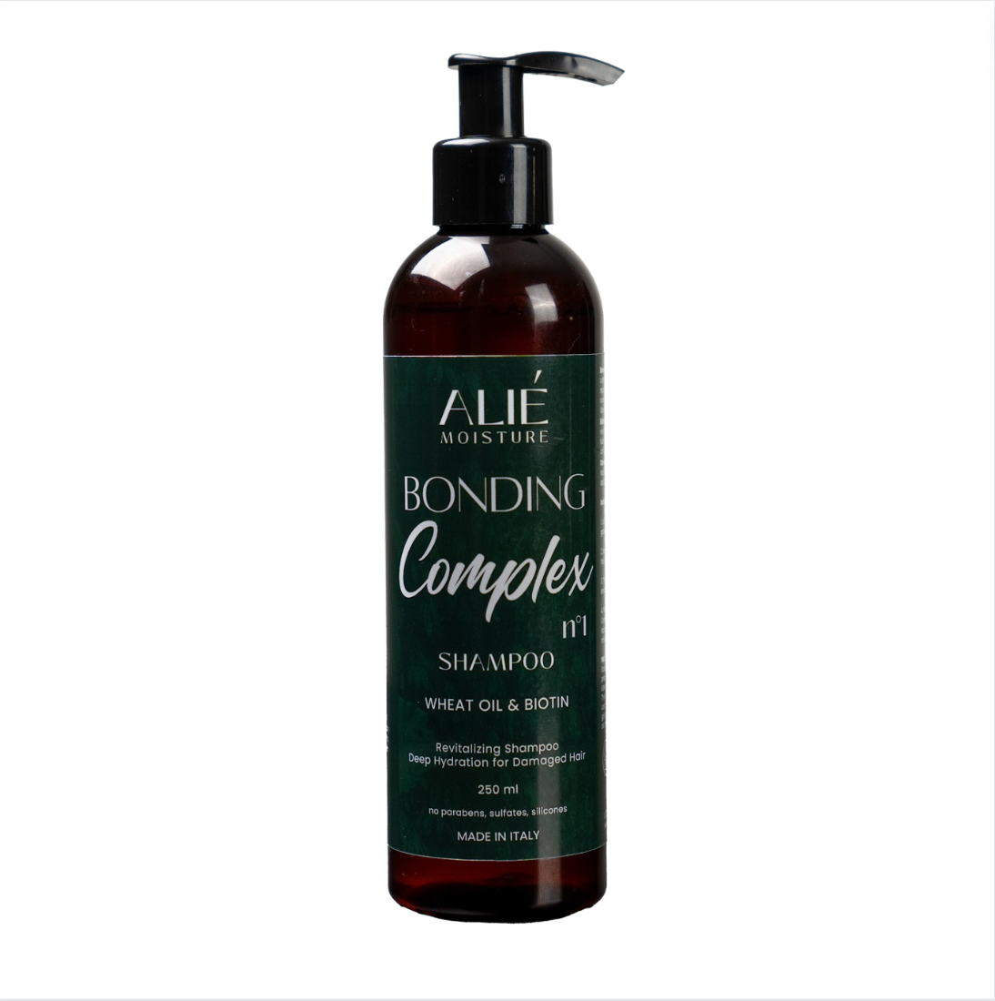 Bonding Complex Shampoo for textured hair, Deep hydration for damaged hair, no parabens sulfates silicones, front side